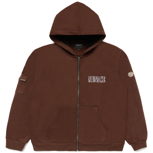 EMBROIDERED LOGO ZIP-UP HOODIE by MENACE