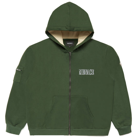 EMBROIDERED LOGO ZIP-UP HOODIE by MENACE