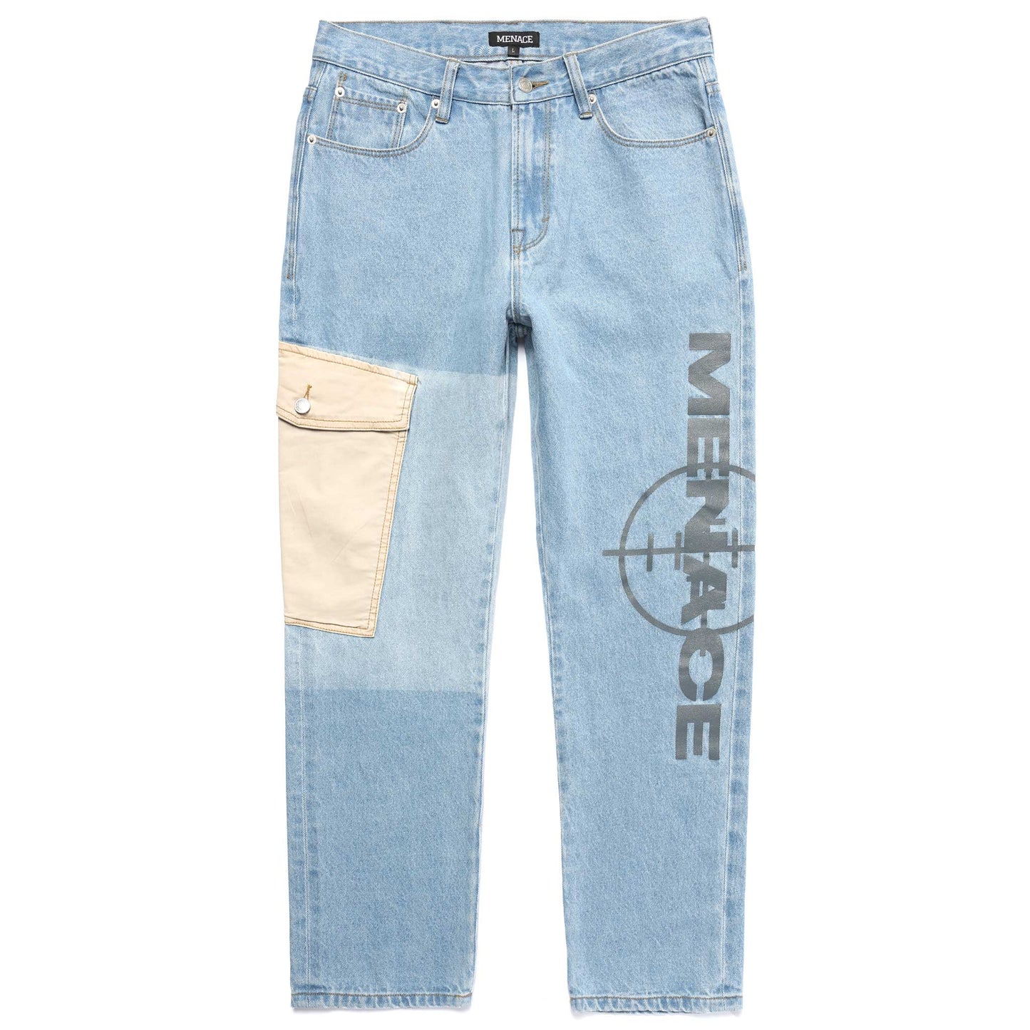 TARGET LOGO CARGO POCKET DENIM PANTS by MENACE