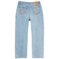 EMBOSSED TARGET LOGO DENIM PANTS by MENACE