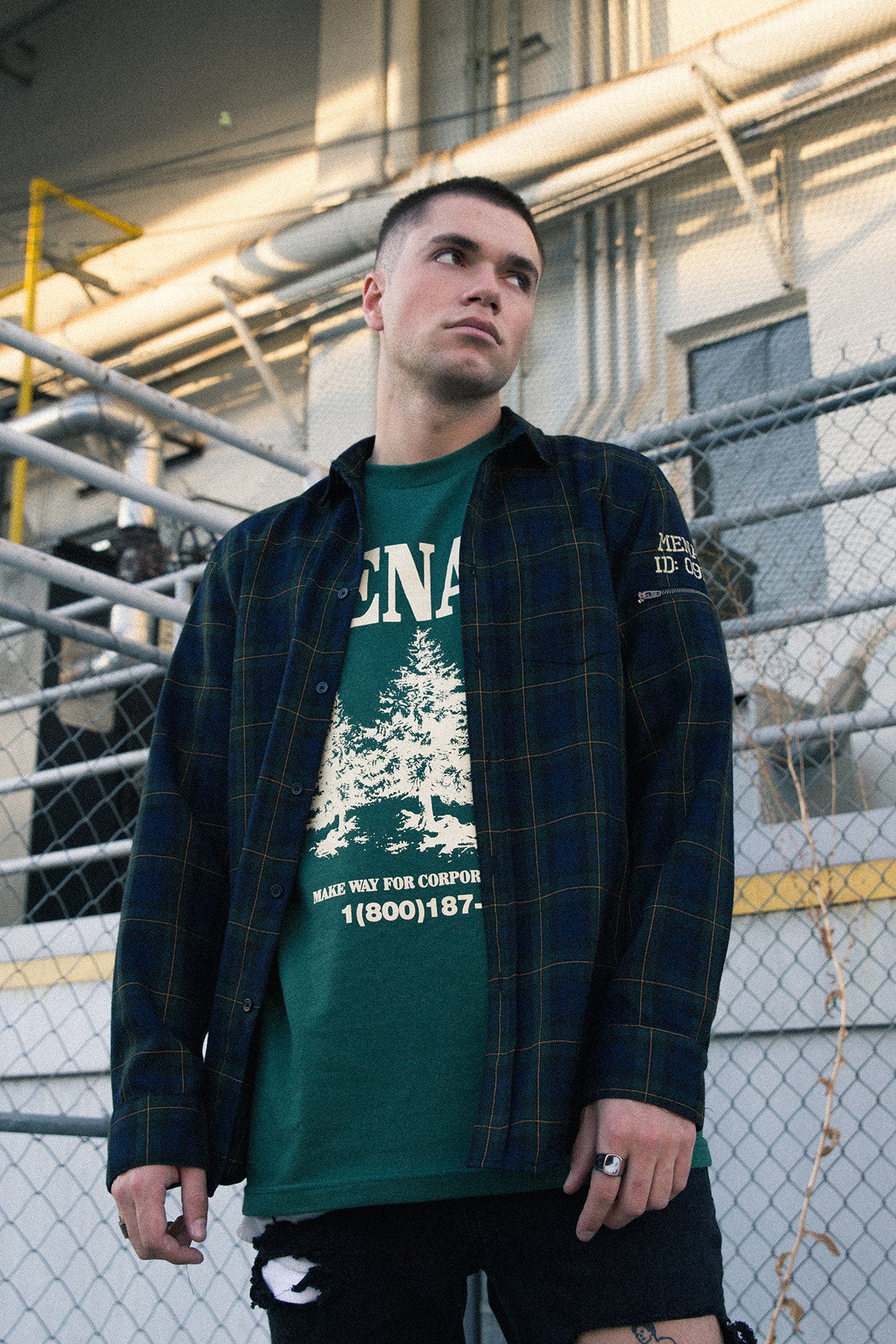 UTILITY FLANNEL BUTTON-UP SHIRT by MENACE