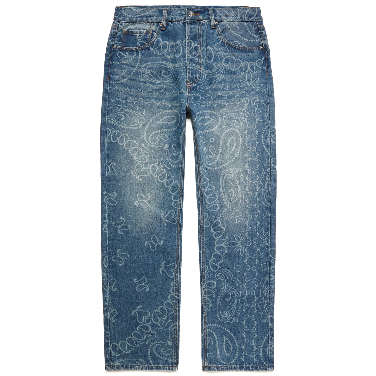 LASER ENGRAVED PAISLEY DENIM PANTS by MENACE