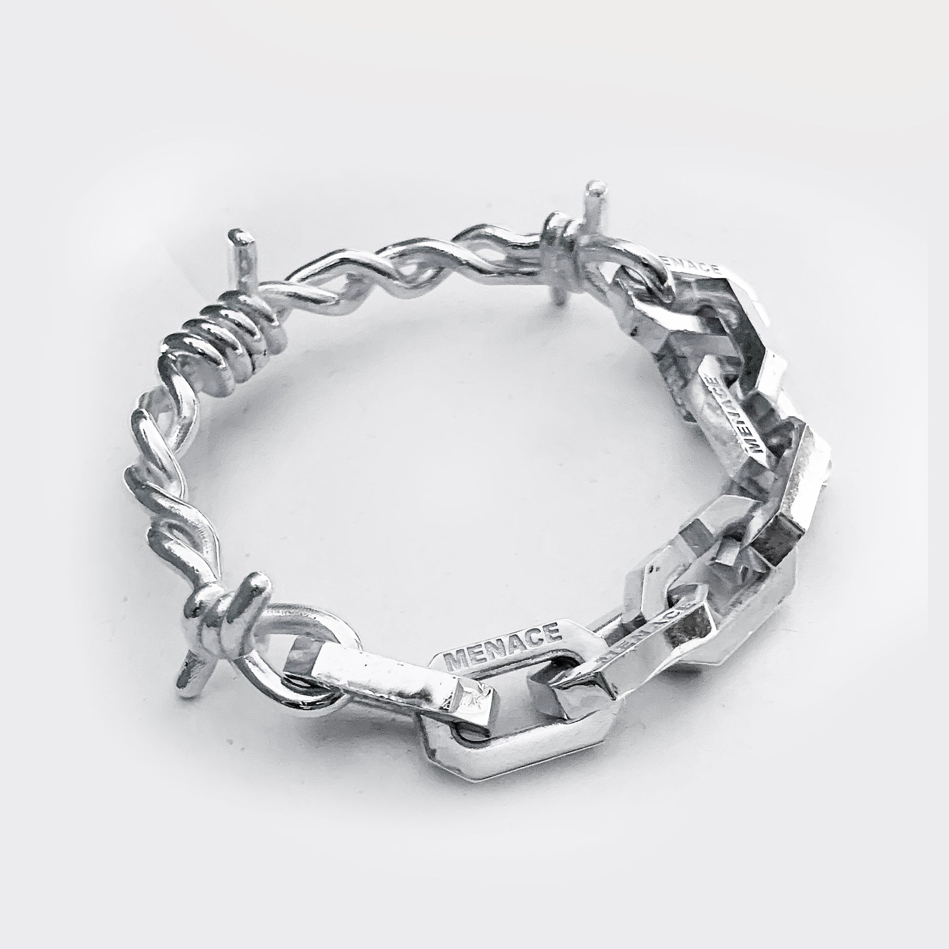 SPLIT BARBED WIRE CHAINLINK BRACELET by MENACE