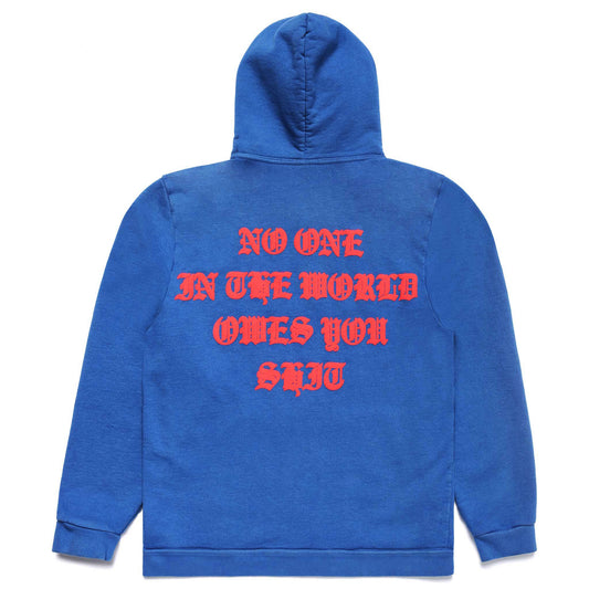 NO ONE IN THE WORLD OWES YOU SHIT ZIP-UP HOODIE by MENACE