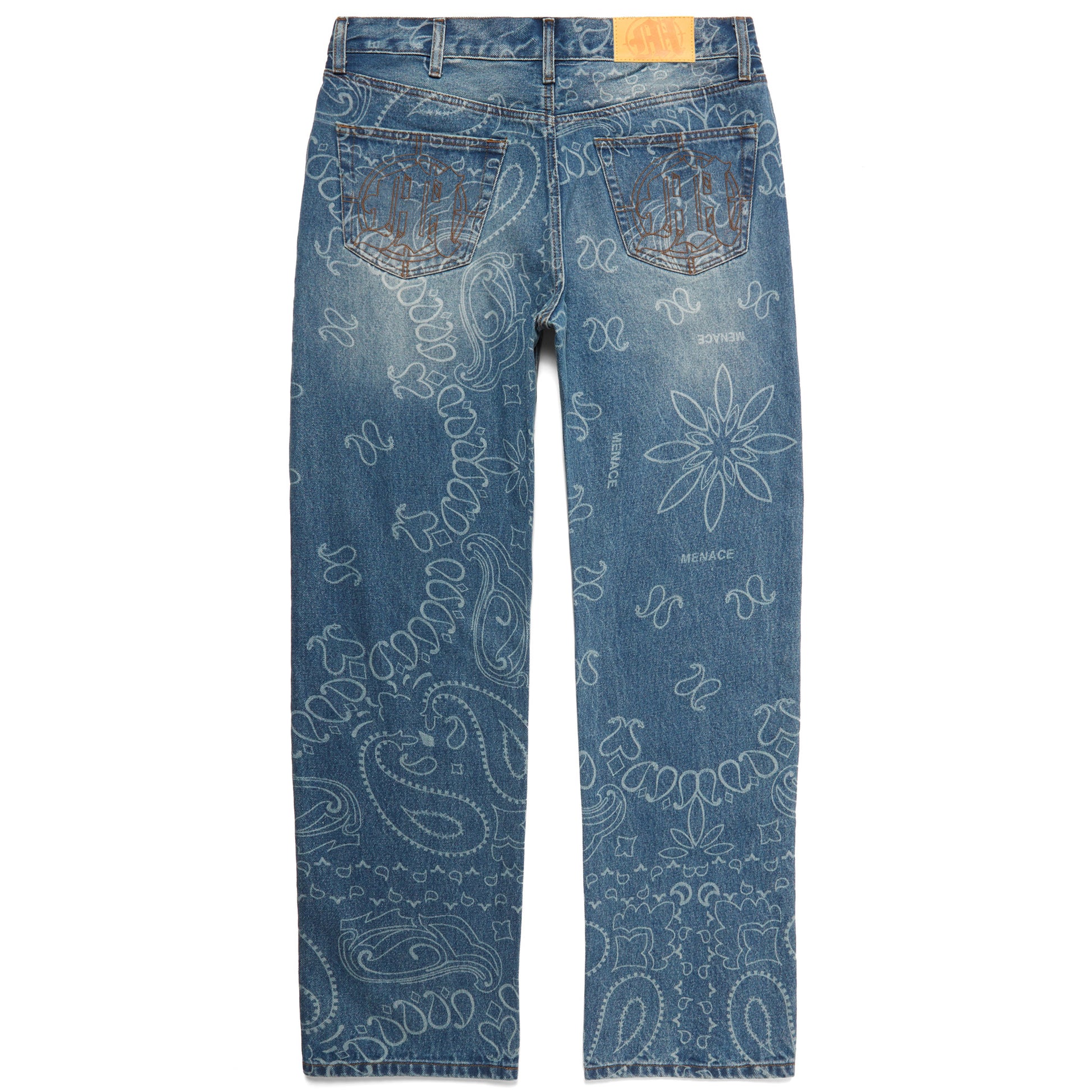 LASER ENGRAVED PAISLEY DENIM PANTS by MENACE